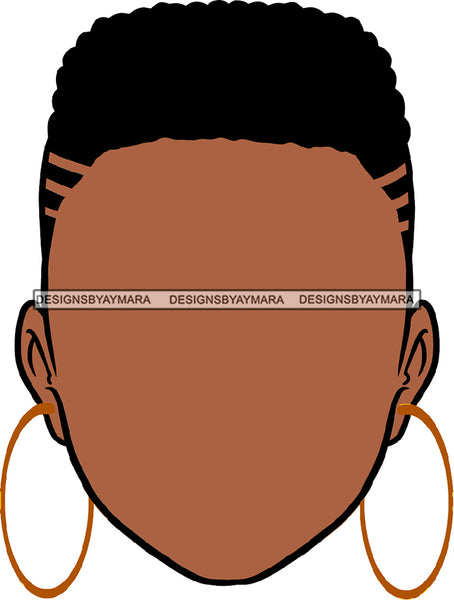 Afro Girl Black Faceless Woman Hoop Earrings Short Hair Style SVG Cutting Files For Silhouette Cricut More