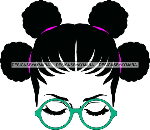 Afro Girl Babe Sexy Glasses Banku Knots Corn Rows Hair Style SVG Cutting Files For Silhouette Cricut