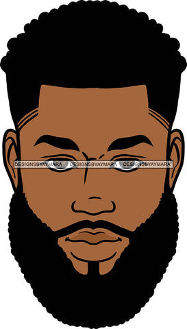 Afro Handsome Sexy Black Man Bearded Hipster Model Fashion Male Guy Stylish Close-up Macho Manly SVG Files For Cutting