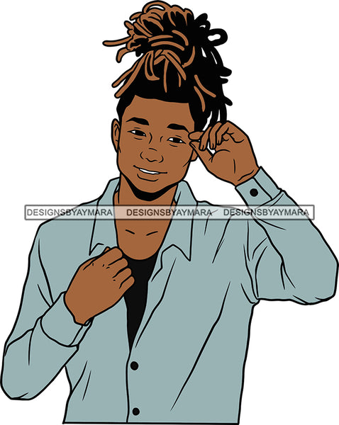 Afro Handsome Sexy Black Man  Hipster Model Fashion Male Guy Stylish Close-up Macho Manly Dreadlocks Hair Style SVG Files For Cutting