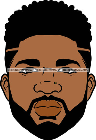 Afro Handsome Sexy Black Man Bearded Hipster Model Fashion Male Guy Stylish Close-up Macho Manly SVG Files For Cutting