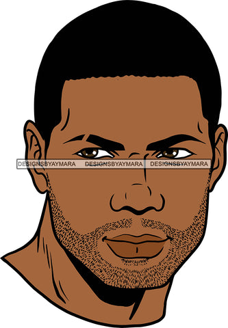 Afro Handsome Sexy Black Man Shadow Tight Sculped Beard Hipster Model Fashion Male Guy Stylish Close-up Macho Manly SVG Files For Cutting