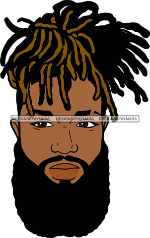 Afro Handsome Sexy Black Man Bearded Hipster Model Fashion Male Guy Stylish Close-up Macho Manly Dreadlocks Hair Style SVG Files For Cutting