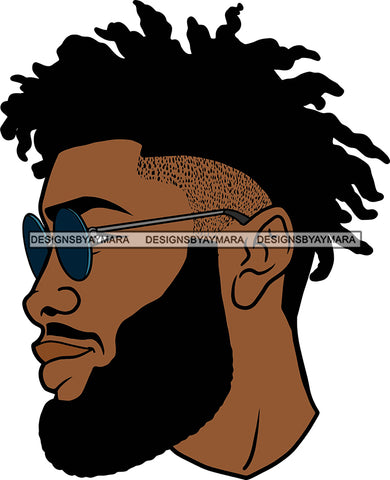 Afro Handsome Sexy Black Man Beard Model Fashion Male Guy Stylish Close-up Macho Earrings Sunglasses Manly Fade Hair Dreadlocks Cut SVG Files For Cutting