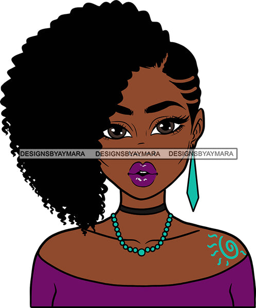Afro Girl Babe Sexy Black Woman Earrings Sexy Lips Afro Cornrows  Hair Style SVG Cutting Files For Silhouette Cricut More
