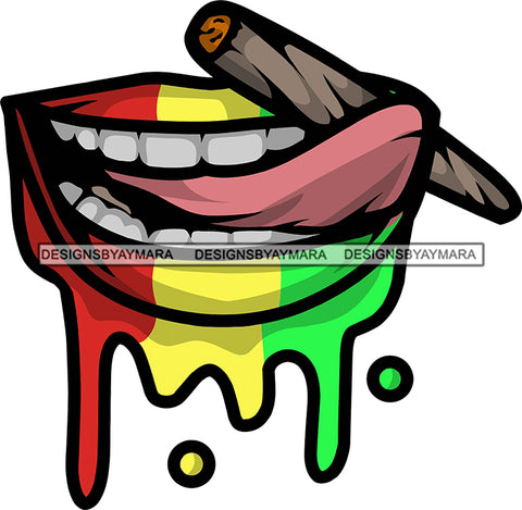 Rasta Lips Marijuana Mouth Tongue Cannabis Blunt Joint Stoned  SVG Cutting Layered Files For Silhouette Cricut More