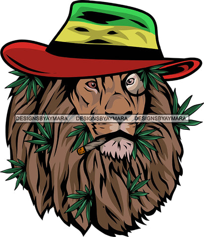 Rasta Lion Mane Weed Face Africa Cannabis Animal Kingdom Hat Rastafarian Colors Symbol Religion Dreadlocks SVG Cutting Files for Silhouette Cricut More