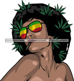 Afro Black Woman Rasta Sunglasses Weed Leaf Dope Cannabis Medical Marijuana Joint Blunt High Life Afro Hair Style SVG Cutting Files Sillohuette Cricut More