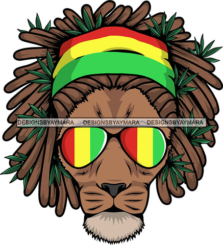 Rasta Lion Mane Face Africa Cannabis Animal Kingdom Rastafarian Colors Symbol Religion Dreadlocks SVG Cutting Files for Silhouette Cricut More