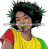 Afro Black Woman Rasta Lips Outfit Smoke Weed Leaf Dope Cannabis Medical Marijuana Joint Blunt High Life Afro Hair Style SVG Cutting Files Sillohuette Cricut More