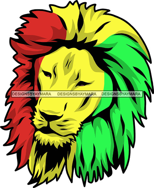 Rasta Lion Mane Face Africa Cannabis Animal Kingdom Rastafarian Colors Symbol Religion SVG Cutting Files for Silhouette Cricut More