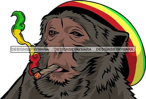 Rasta Monkey Weed Cannabis Face Africa Animal Kingdom Hat Rastafarian Colors Symbol Religion SVG Cutting Files for Silhouette Cricut More