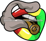 Rasta Mouth Bullet Marijuana Lips Blunt Joint Cannabis Smoke Stoned  SVG Cutting Layered Files For Silhouette Cricut More