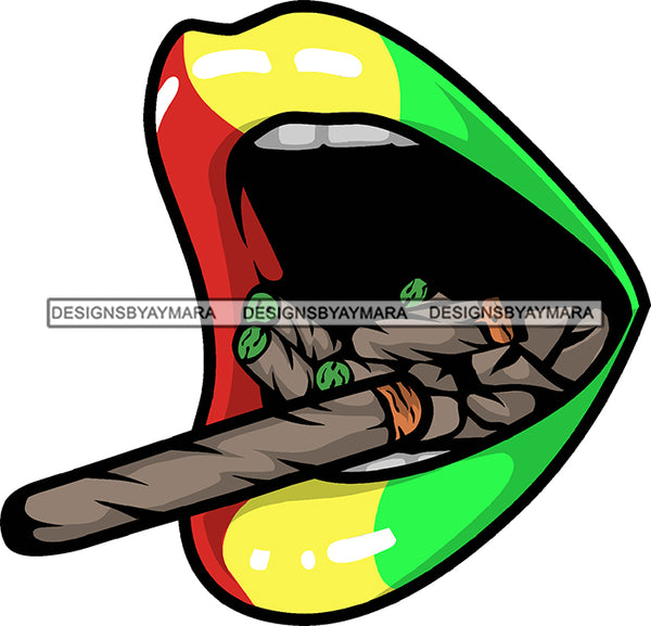 Rasta Lips Marijuana Mouth Tongue Cannabis Blunt Joint Stoned  SVG Cutting Layered Files For Silhouette Cricut More