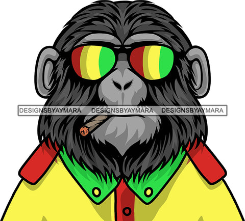 Rasta Monkey Weed Cannabis Face Africa Animal Kingdom Rastafarian Colors Symbol Religion SVG Cutting Files for Silhouette Cricut More