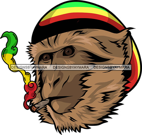 Rasta Monkey Weed Cannabis Face Africa Animal Kingdom Hat Rastafarian Colors Symbol Religion SVG Cutting Files for Silhouette Cricut More