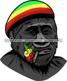 Rasta Monkey Weed Cannabis Face Africa Animal Kingdom Hat Rastafarian Colors Symbol Religion SVG Cutting Files for Silhouette Cricut More