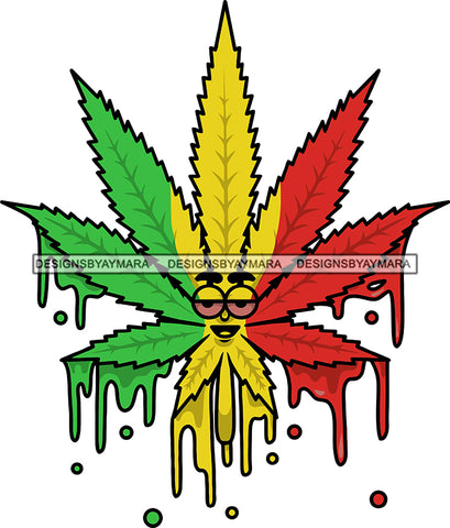 Weed Plant Herb Leaf  Rasta Colors Rastafarian Dope Cannabis Medical Marijuana Joint Blunt High Life SVG Cutting Files