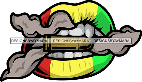 Rasta Mouth Bullet Marijuana Lips Blunt Joint Cannabis Smoke Stoned  SVG Cutting Layered Files For Silhouette Cricut More