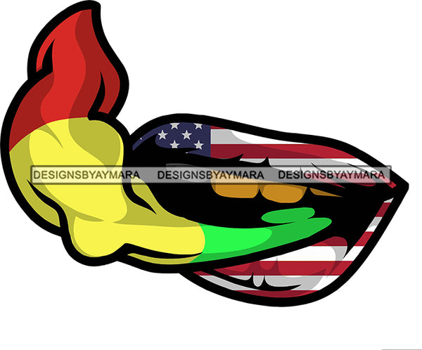 American Flag Lips Rasta Smoke Lips Blunt Joint Stoned  SVG Cutting Layered Files For Silhouette Cricut More