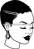 Afro Girl Babe Earrings Sexy Lips Short Hair Style B/W SVG Cutting Files For Silhouette Cricut