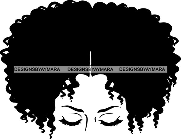 Afro Girl Babe Sexy Afro Hair Style B/W SVG Cutting Files For Silhouette Cricut