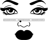 Afro Black Woman Face Outline Nose Piercing B/W SVG Cutting Files For Silhouette Cricut More