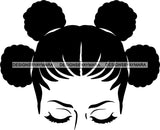 Afro Girl Babe Sexy  Banku Knots Corn Rows Hair Style B/W SVG Cutting Files For Silhouette Cricut