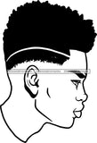 Afro Handsome Sexy Black Man  Model Fashion Male Guy Stylish Close-up Macho Manly Fade Hair Cut B/W SVG Files For Cutting