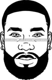 Afro Handsome Sexy Black Man Bearded Hipster Model Fashion Male Guy Stylish Close-up Macho Manly B/W SVG Files For Cutting