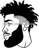 Afro Handsome Sexy Black Man Beard Model Fashion Male Guy Stylish Close-up Macho Earrings Sunglasses Manly Fade Hair Dreadlocks Cut B/W  SVG Files For Cutting