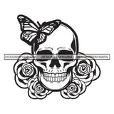 Skull Butterfly Rosses Tattoos Ideas Elements Designs For T-Shirt and Other Products SVG PNG JPG Cutting Files For Silhouette Cricut and More!