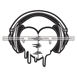 Headphones Heart Dripping Music Love Tattoos Ideas Elements Designs For T-Shirt and Other Products SVG PNG JPG Cutting Files For Silhouette Cricut and More!