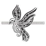 Bird Music Notes Classic Melodies Tattoos Ideas Elements Designs For T-Shirt and Other Products SVG PNG JPG Cutting Files For Silhouette Cricut and More!