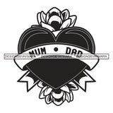 Mum Dad Heart Love Tattoos Ideas Elements Designs For T-Shirt and Other Products SVG PNG JPG Cutting Files For Silhouette Cricut and More!