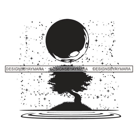 Moon Nature Big Tree Life God's Creation Love Stars Designs For T-Shirt and Other Products SVG PNG JPG Cutting Files For Silhouette Cricut and More!