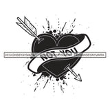 Broken Heart Arrow Not You Splash Element Tattoos Ideas Classic Designs For T-Shirt and Other Products SVG PNG JPG Cutting Files For Silhouette Cricut and More!