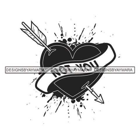 Broken Heart Arrow Not You Splash Element Tattoos Ideas Classic Designs For T-Shirt and Other Products SVG PNG JPG Cutting Files For Silhouette Cricut and More!