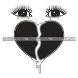 Woman Crying Tears Dripping Broken Heart Pain Hurt Long Eyelashes Tattoos Ideas Artist Elements Designs For T-Shirt and Other Products SVG PNG JPG Cutting Files For Silhouette Cricut and More!