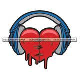 Headphones Heart Dripping Music Love Tattoos Ideas Elements Designs For T-Shirt and Other Products SVG PNG JPG Cutting Files For Silhouette Cricut and More!