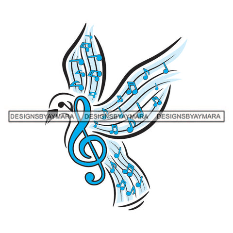 Bird Music Notes Classic Melodies Tattoos Ideas Elements Designs For T-Shirt and Other Products SVG PNG JPG Cutting Files For Silhouette Cricut and More!