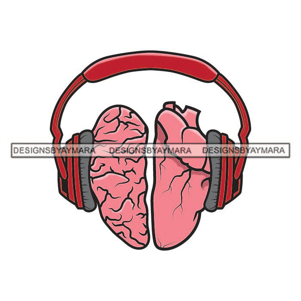 Headphones Heart Music Lover Tattoos Ideas Elements Designs For T-Shirt and Other Products SVG PNG JPG Cutting Files For Silhouette Cricut and More!