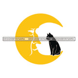 Moon Cat Sitting Love in The Air Tattoos Ideas Elements Designs For T-Shirt and Other Products SVG PNG JPG Cutting Files For Silhouette Cricut and More!