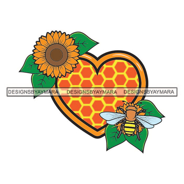 Bee Honey Flower Tattoos Ideas Honeycomb Elements Designs For T-Shirt and Other Products SVG PNG JPG Cutting Files For Silhouette Cricut and More!