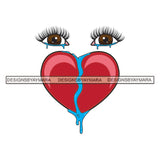 Woman Crying Tears Dripping Broken Heart Pain Hurt Long Eyelashes Tattoos Ideas Artist Elements Designs For T-Shirt and Other Products SVG PNG JPG Cutting Files For Silhouette Cricut and More!