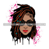 Afro Woman Pink Splatter Background Dripping Bamboo Hoop Earrings Sunglasses Dreadlocks Hairstyle SVG Cutting Files For Silhouette Cricut