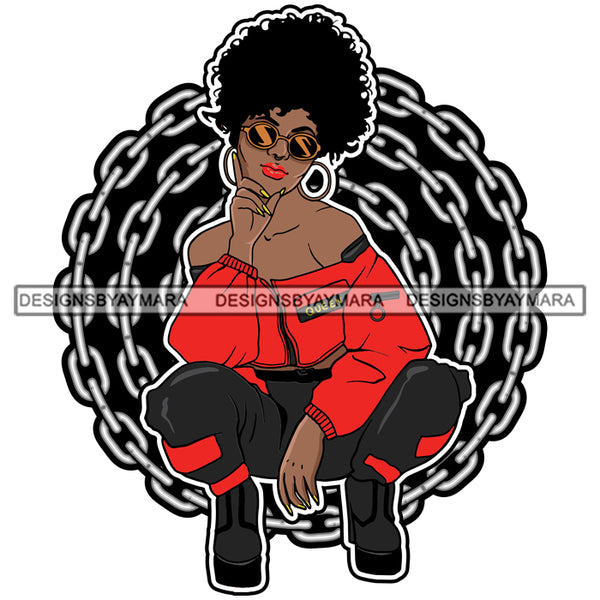 Afro Goddess Squatting Position Black Woman Nubian Queen SVG Cutting Files For Silhouette Cricut and More