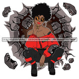 Afro Goddess Squatting Position Black Woman Nubian Queen SVG Cutting Files For Silhouette Cricut and More