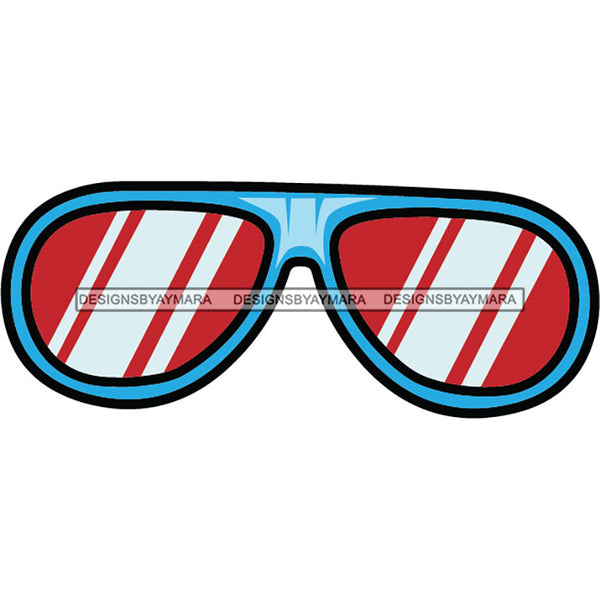 Blue Sunglasses Red White Tint Only  SVG JPG PNG Vector Clipart Cricut Silhouette Cut Cutting