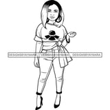 Afro Lola Boss Confident Classy Woman Black and White Designs SVG Cutting Files For Silhouette Cricut and More